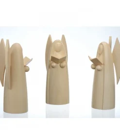 3 Anges En Bois Pour Crèche De Noël, 12 Cm