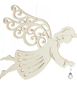 Ange De Noël A Suspendre En Feuille D'Erable Avec Cristal Swarovski, 19 Cm