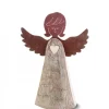 Ange En Bois Avec Coeur Et Ailes Metal, 15,5 Cm
