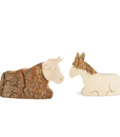 Animaux En Bois Pour Crèche De Noël, L'Ane Et Boeuf, 6 Cm
