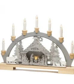 Arche Lumineuse Led En Bois Avec Crèche De Noël, 7 Lampes, 45 Cm
