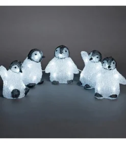 Bebes Pingouins Lumineux Led En Acrylique, 12,5 Cm