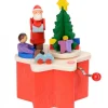 Boite A Musique A Manivelle Rouge, Père Noël Et Enfant