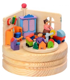 Boite A Musique En Bois, Maman Et Ses 2 Enfants