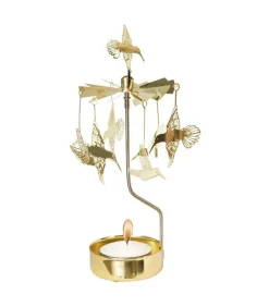 Bougeoir Carrousel Colibri En Metal Dore