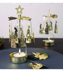 Bougeoir Carrousel Crèche Doree Nativite