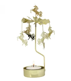 Bougeoir Carrousel Licornes Dorees
