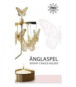 Bougeoir Carrousel Papillons Dores