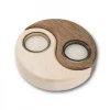 Bougeoir En Bois A 2 Bougies Yin-Yang