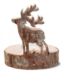 Bougeoir En Bois Brame Du Cerf, 13 Cm
