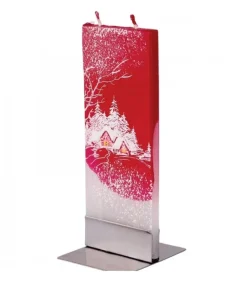 Bougie Déco De Noël Motif Village Sous LÀ Neige