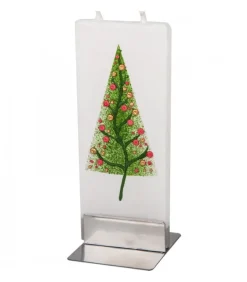 Bougie Déco Sapin De Noël Fantasie Et Boules Colorees