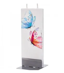 Bougie Décorative Papillons Bleu Et Rouge