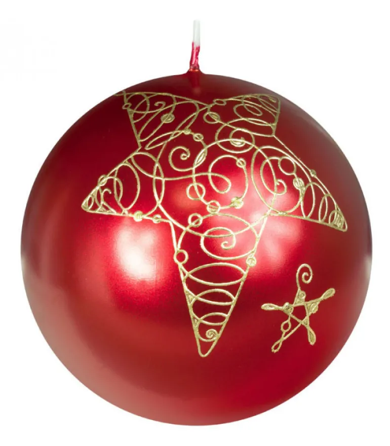 Bougie De Noël Boule Avec Etoile, 8 Cm