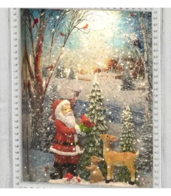 Cadre Photo Lumineux Père Noël Avec Animaux