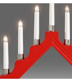 Chandelier À 7 Branches En Bois, Rouge