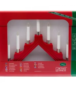 Chandelier À 7 Branches En Bois, Rouge