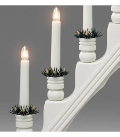 Chandelier Blanc À 7 Branches, Bougies Electriques