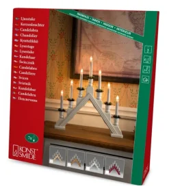 Chandelier Blanc À 7 Branches, Bougies Electriques