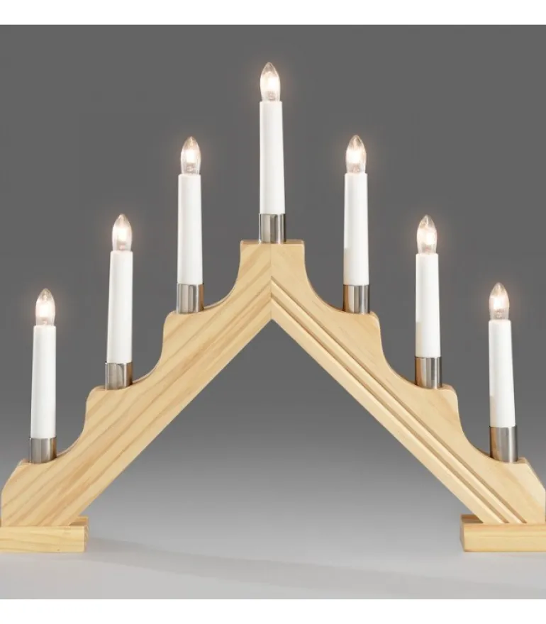 Chandelier De Noël À 7 Branches, Bois Naturel