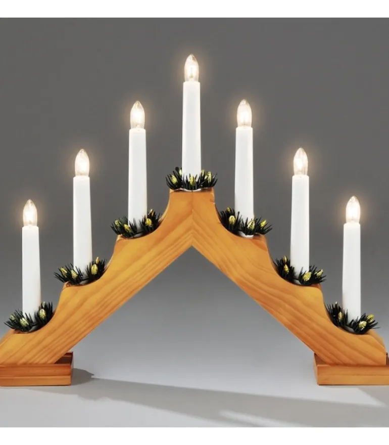 Chandelier De Noël 7 Branches Bois De Chene