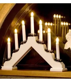 Chandelier De Noël Blanc, 7 Branches