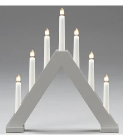 Chandelier En Bois Scandinave, Laque Gris Mat, 7 Ampoules