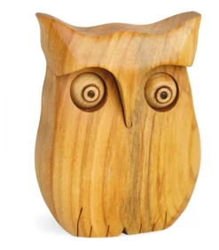 Chouette En Bois Poli, 9 Cm