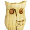 Chouette En Bois Poli Avec Enfant, 9 Cm