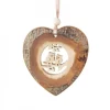 Coeur En Bois A Suspendre Motif Cisele Hiboux, 7 Cm