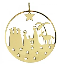 Crèche De Noël Design Doree A Suspendre