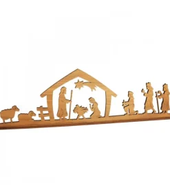 Crèche De Noël Diorama En Bois D'Olivier, 8 Cm