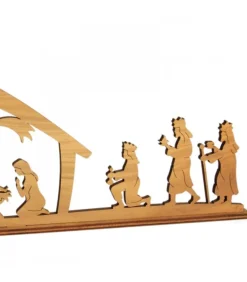 Crèche De Noël Diorama En Bois D'Olivier, 8 Cm