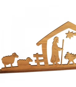 Crèche De Noël Diorama En Bois D'Olivier, 8 Cm