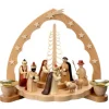 Crèche De Noël En Bois Avec Bougeoir 18 Cm