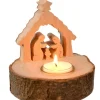 Crèche De Noël Sur Rondin De Bois Avec Bougeoir