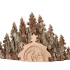 Crèche De Noël Taillee Dans Une Ecorce De Bois, Motif Etable, 20 Cm