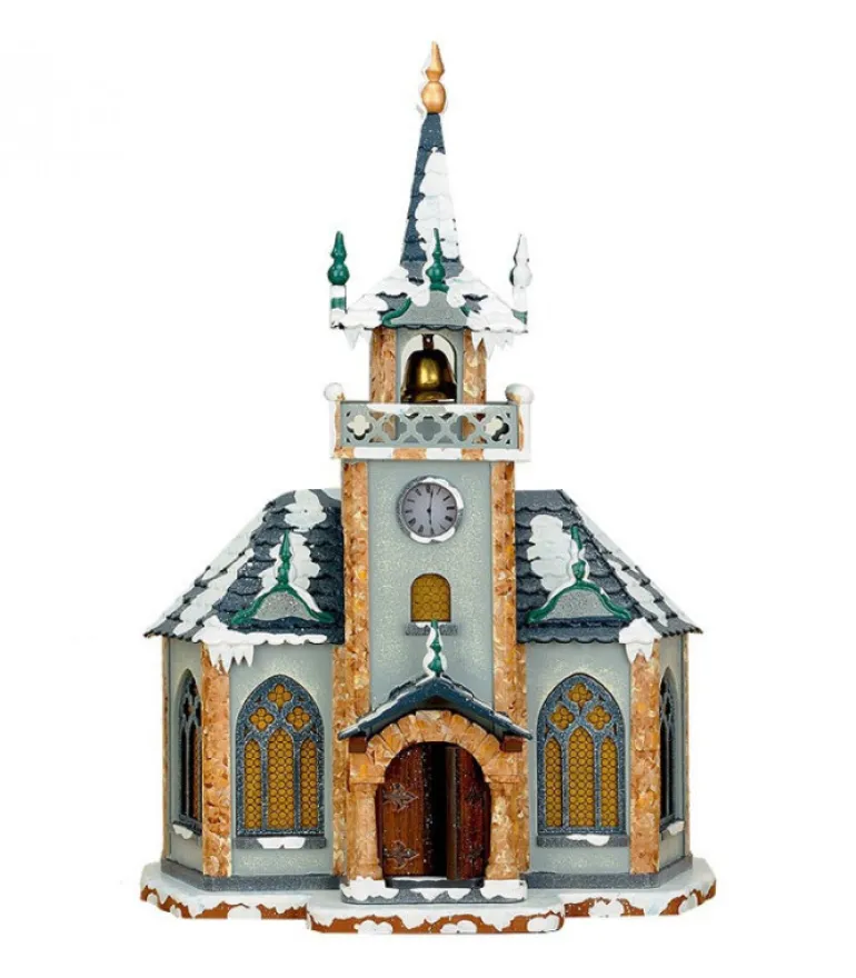 Eglise Eclairee Pour Village De Noël Miniature Winterkinder