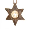Etoile En Bois, Motif Cisele Crèche, 7 Cm