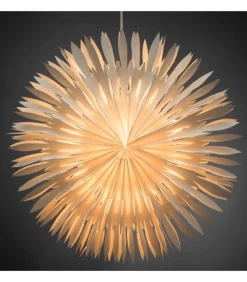 Etoile Lumineuse Electrique En Papier A Suspendre, Blanche, 60 Cm