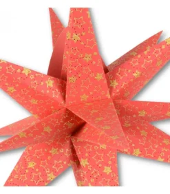 Etoile Lumineuse Rouge En Papier 3D, A Suspendre, 45 Cm