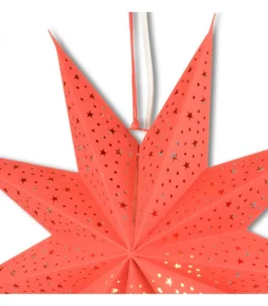 Etoile Lumineuse Rouge En Papier A Suspendre, 45 Cm