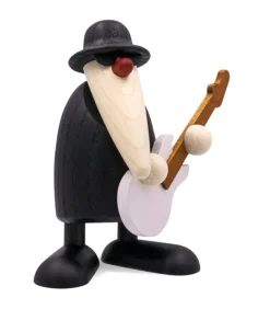 Figurine Musicien Jazz, Guitariste Avec Guitare Blanche