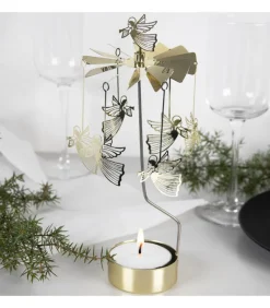 Grand Carrousel De Noël Anges Dores Volants, 28 Cm