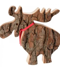 Grand Elan En Bois Avec Noeud Rouge 18 Cm