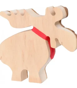 Grand Elan En Bois Avec Noeud Rouge 18 Cm