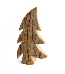 Grand Sapin En Bois, Forme Penchee, 40 Cm