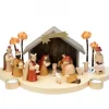 Grande Crèche De Noël En Bois Avec Personnages