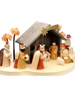 Grande Crèche De Noël En Bois Avec Personnages