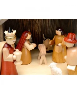 Grande Crèche De Noël En Bois Avec Personnages